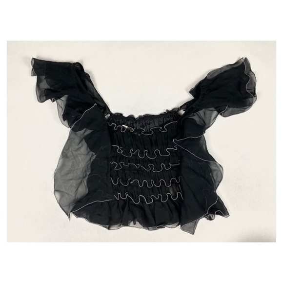 Max Studio Black Silk Ruffled Tank Top - Picture 5 of 8